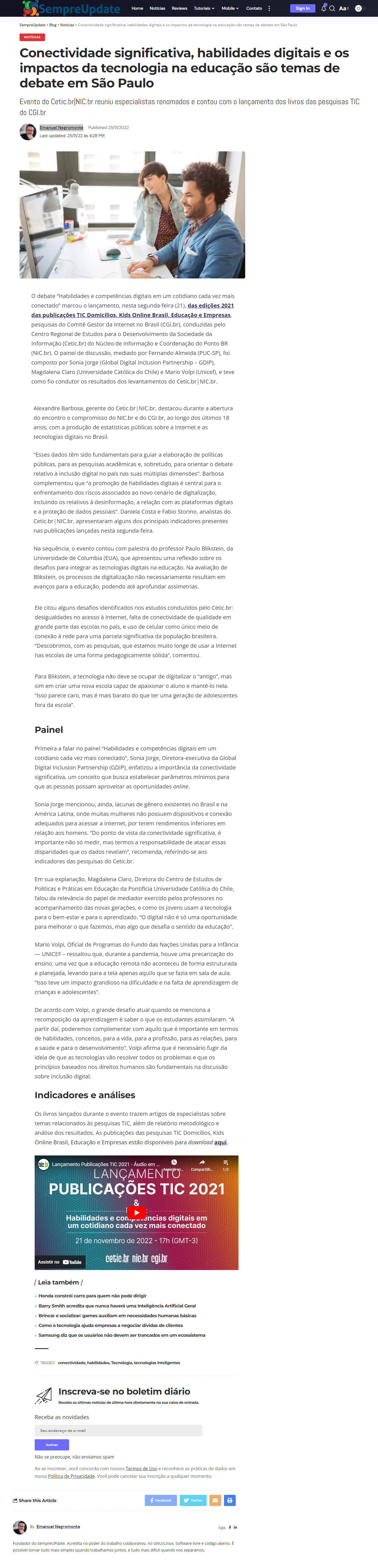 Conectividade significativa, habilidades digitais e os impactos da tecnologia na educação são temas de debate em São Paulo